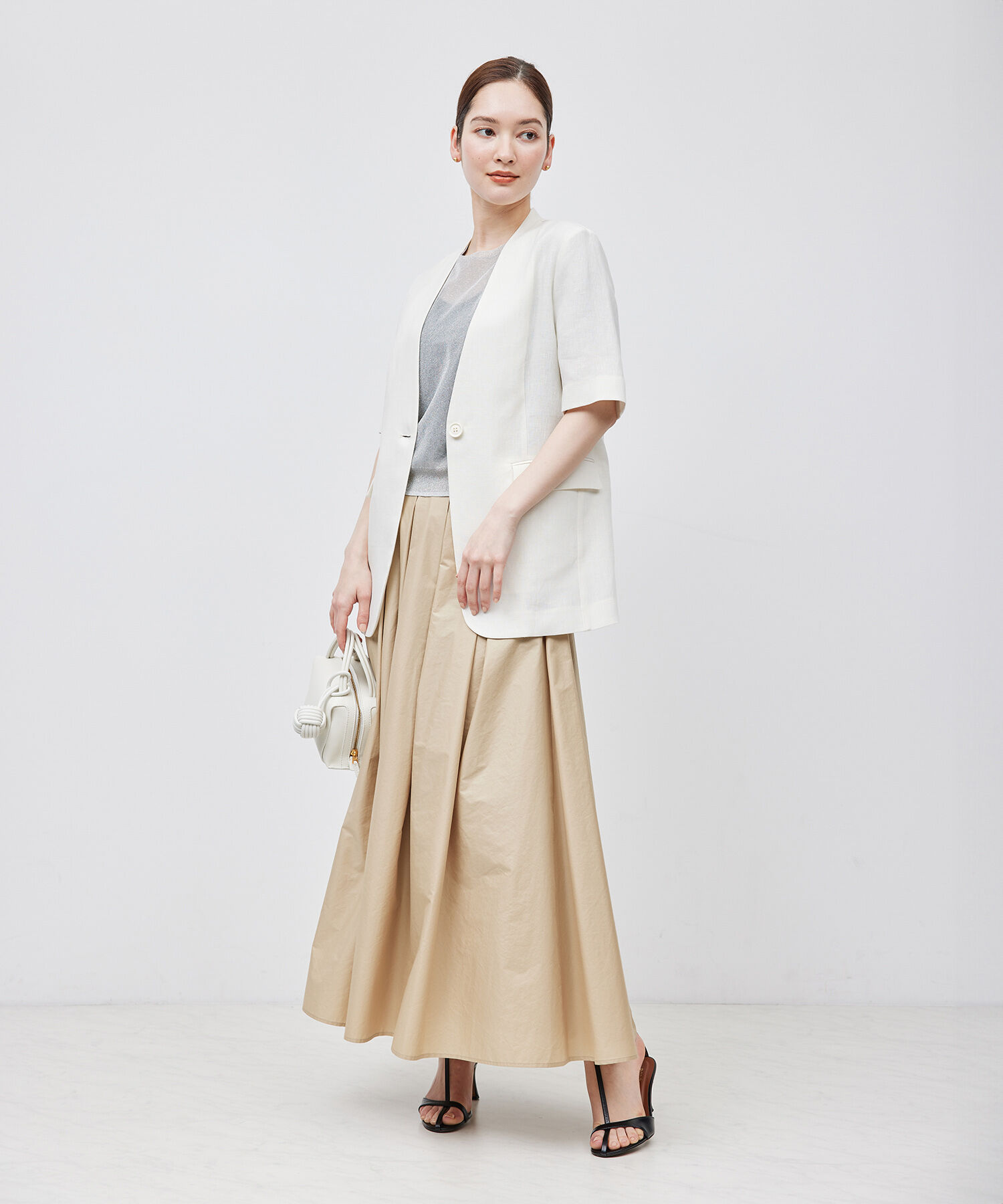 ROPE「【洗える】ラメシアーニット半袖プルオーバー【アンサンブル対応】」|ニット・セーター|