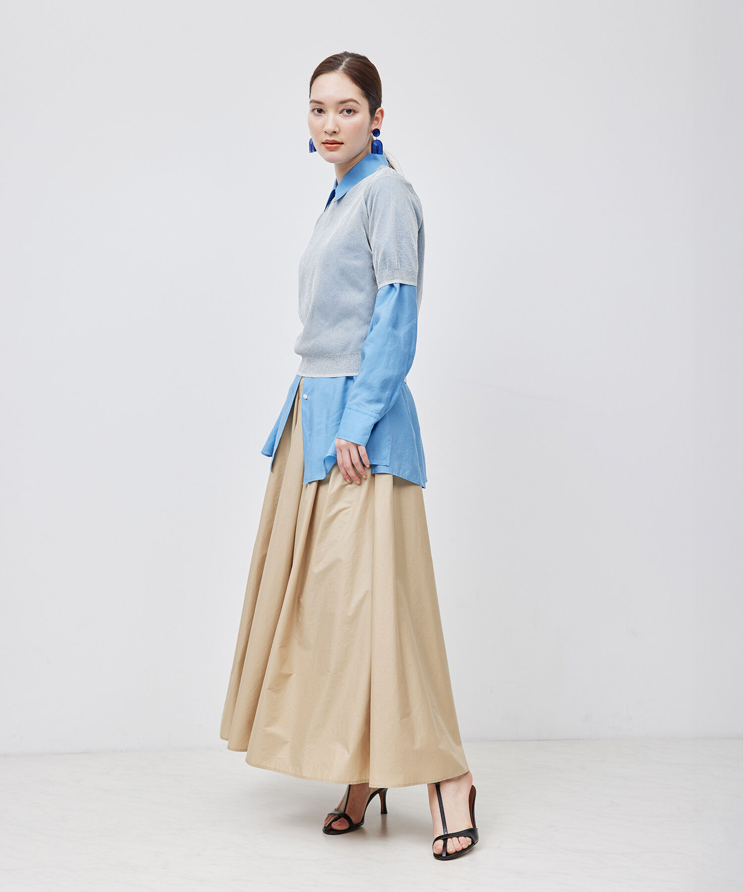 ROPE「【洗える】ラメシアーニット半袖プルオーバー【アンサンブル対応】」|ニット・セーター|