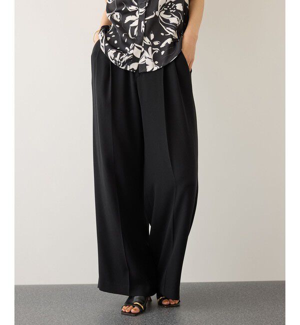 ROPE「ライトトリアセイージーワイドパンツ/セットアップ対応・イージーケア・」|チノ|ブラック(01)