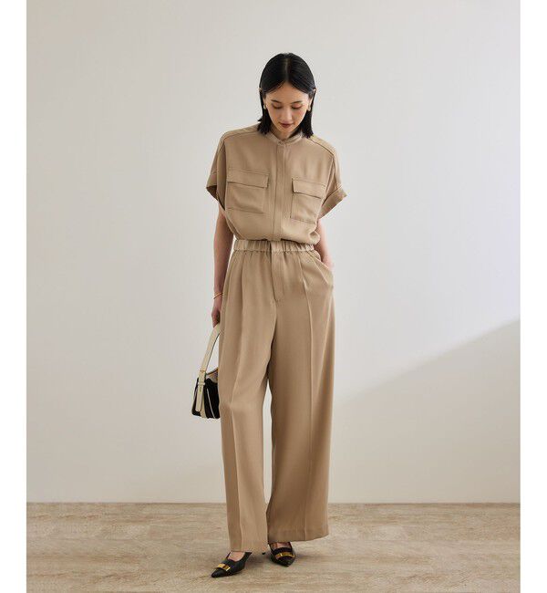 ROPE「ライトトリアセイージーワイドパンツ/セットアップ対応・イージーケア・」|チノ|