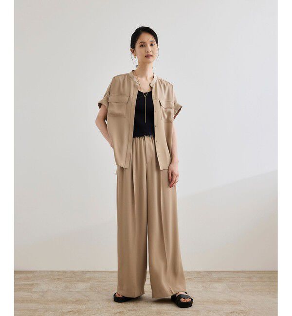 ROPE「ライトトリアセイージーワイドパンツ/セットアップ対応・イージーケア・」|チノ|