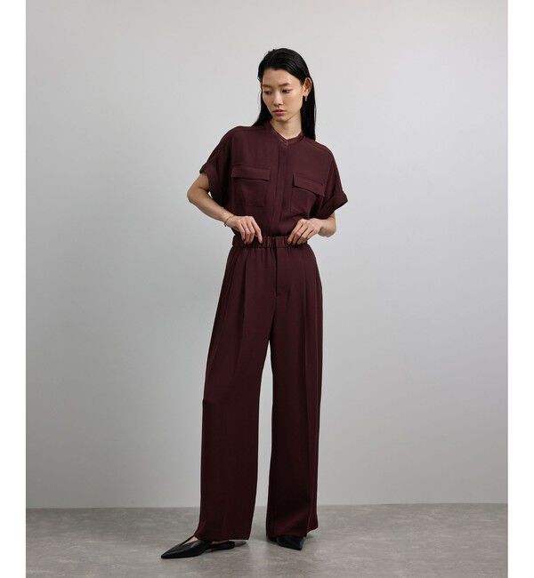 ROPE「ライトトリアセイージーワイドパンツ/セットアップ対応・イージーケア・」|チノ|