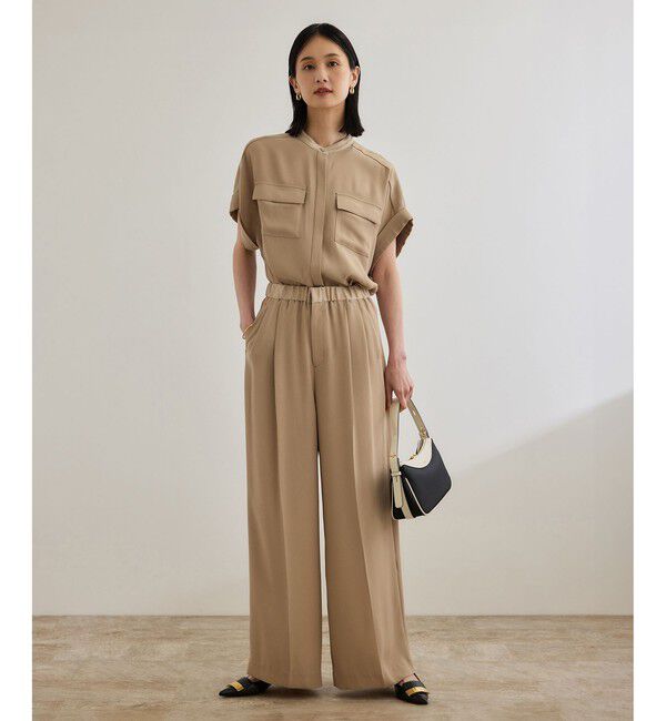 ROPE「ライトトリアセイージーワイドパンツ/セットアップ対応・イージーケア・」|チノ|ベージュ(27)