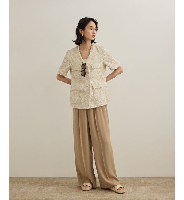 ROPE「ライトトリアセイージーワイドパンツ/セットアップ対応・イージーケア・」|チノ|