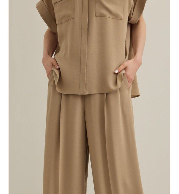 ROPE「ライトトリアセイージーワイドパンツ/セットアップ対応・イージーケア・」|チノ|