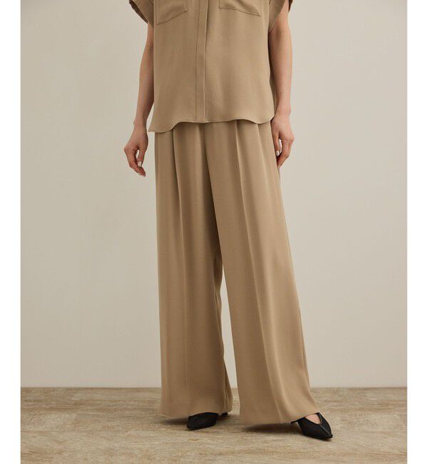 ROPE「ライトトリアセイージーワイドパンツ/セットアップ対応・イージーケア・」|チノ|