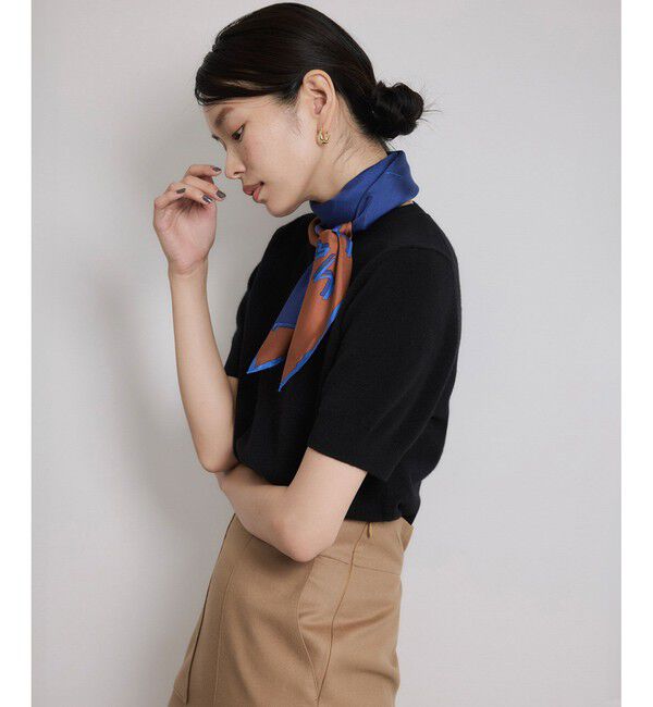 ROPE「ウールカシミヤブレンド 5分袖ニットプルオーバー/イージーケア」|ニット・セーター|ブラック(01)