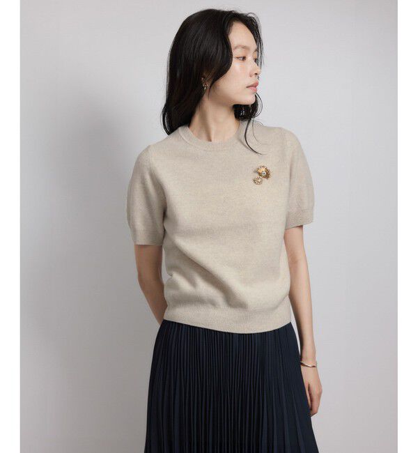 ROPE「ウールカシミヤブレンド 5分袖ニットプルオーバー/イージーケア」|ニット・セーター|