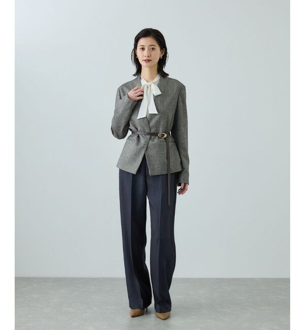 ROPE「センタープレスパンツ(トリアセテートツイル/デニムライク)」|チノ|