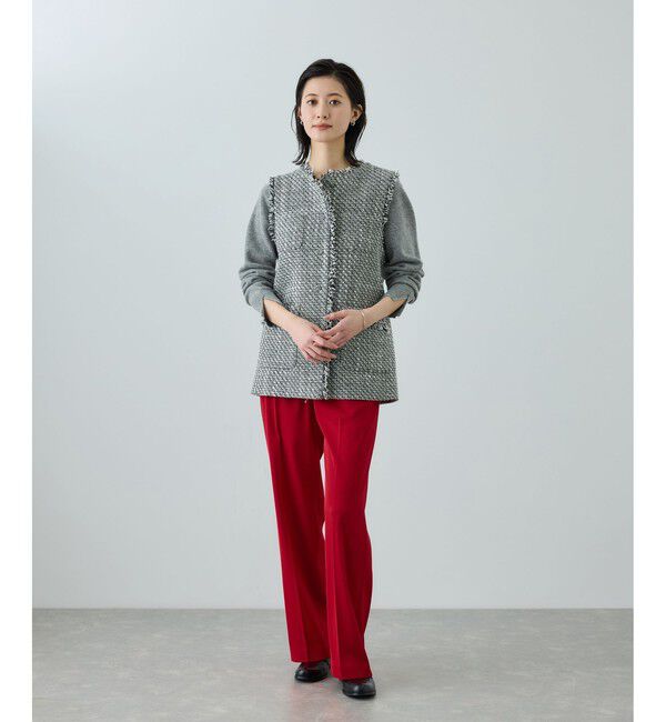 ROPE「センタープレスパンツ(トリアセテートツイル/デニムライク)」|チノ|