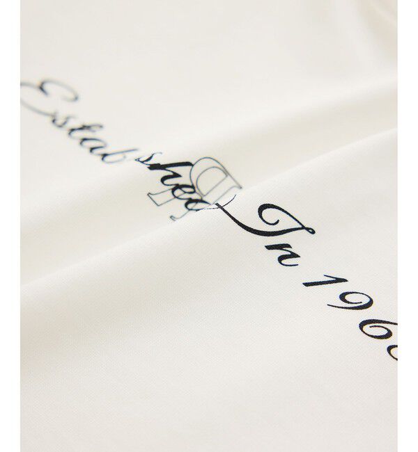 ROPE「ショート丈コンパクトTEE(白刺繍＆黒ロゴプリント)/イージーケア」|Tシャツ・カットソー|