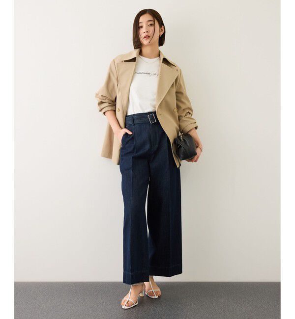 ROPE「ショート丈コンパクトTEE(白刺繍＆黒ロゴプリント)/イージーケア」|Tシャツ・カットソー|