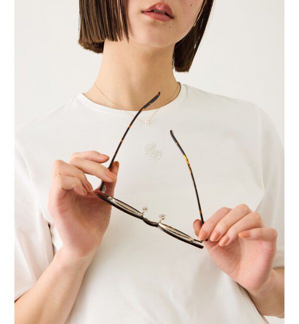 ROPE「ショート丈コンパクトTEE(白刺繍＆黒ロゴプリント)/イージーケア」|Tシャツ・カットソー|ホワイト系(12)