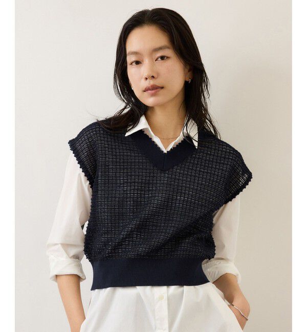 ROPE「ピンタックサマーノースリーブニット/イージーケア」|ニット・セーター|