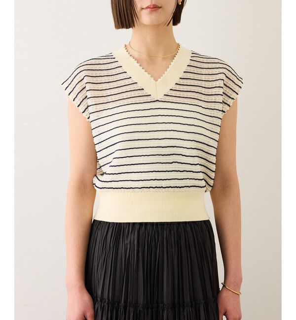 ROPE「ピンタックサマーノースリーブニット/イージーケア」|ニット・セーター|