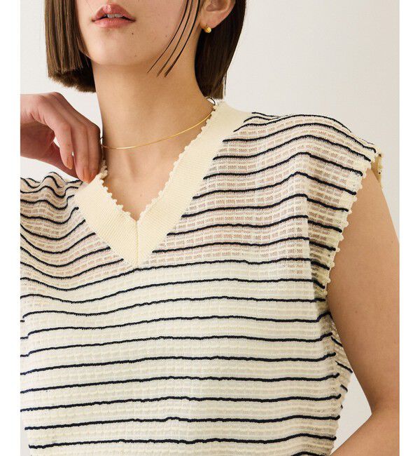 ROPE「ピンタックサマーノースリーブニット/イージーケア」|ニット・セーター|