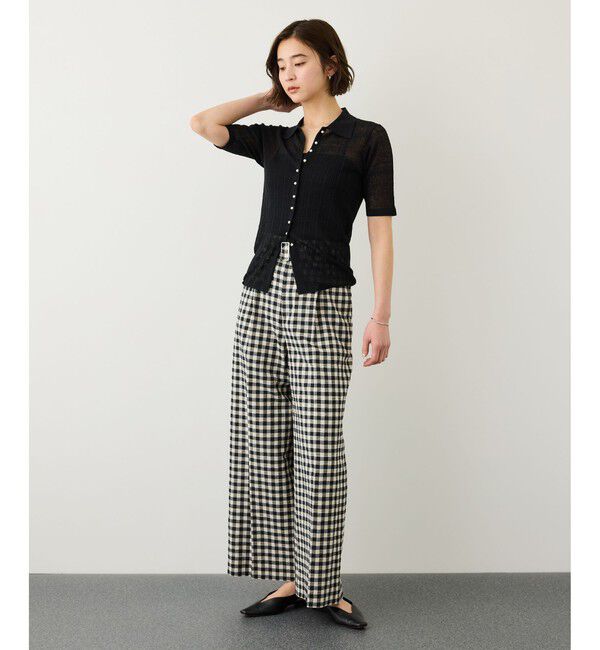 ROPE「シルクリネンポロ襟ニットカーディガン/イージーケア」|カーディガン|