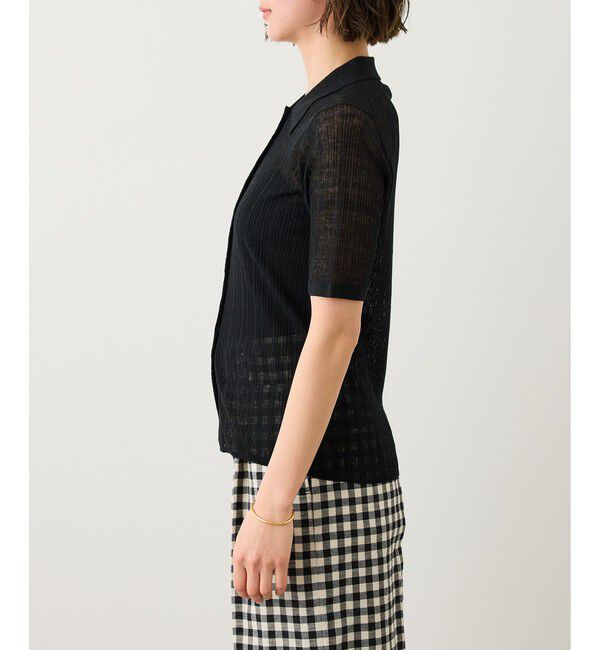 ROPE「シルクリネンポロ襟ニットカーディガン/イージーケア」|カーディガン|