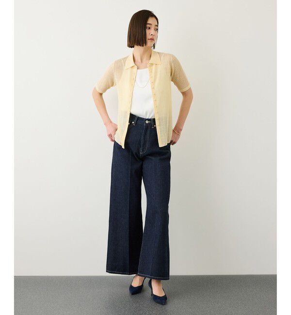 ROPE「シルクリネンポロ襟ニットカーディガン/イージーケア」|カーディガン|