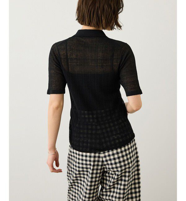 ROPE「シルクリネンポロ襟ニットカーディガン/イージーケア」|カーディガン|