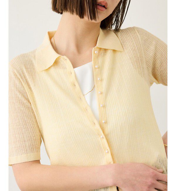 ROPE「シルクリネンポロ襟ニットカーディガン/イージーケア」|カーディガン|クリーム(83)