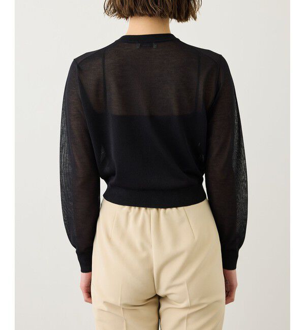 ROPE「LEVITA 金ボタンクルーネックシアーカーディガン/接触冷感・イージーケア」|カーディガン|