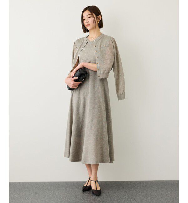 ROPE「LEVITA 金ボタンクルーネックシアーカーディガン/接触冷感・イージーケア」|カーディガン|