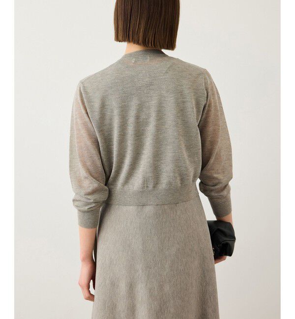 ROPE「LEVITA 金ボタンクルーネックシアーカーディガン/接触冷感・イージーケア」|カーディガン|