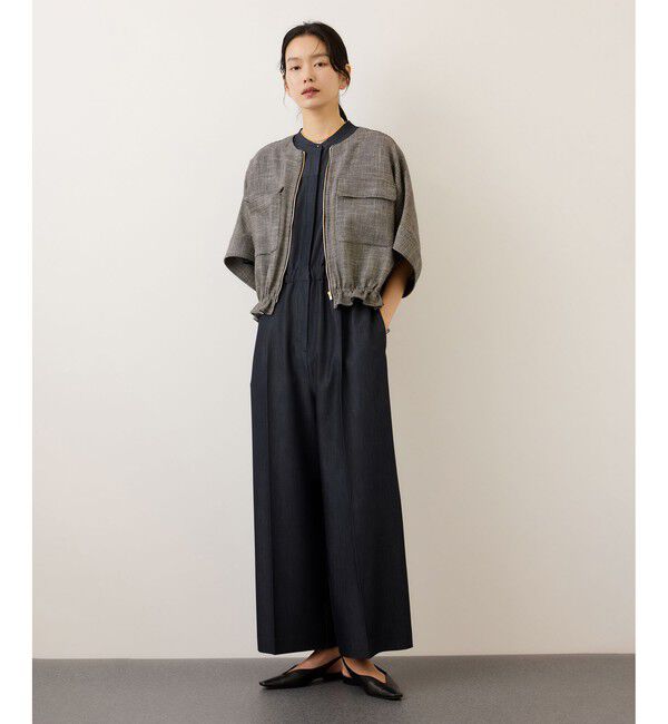 ROPE「カラミ織りドルマンスリーブショートブルゾン/セットアップ対応・イージーケア」|ブルゾン・スタジャン|