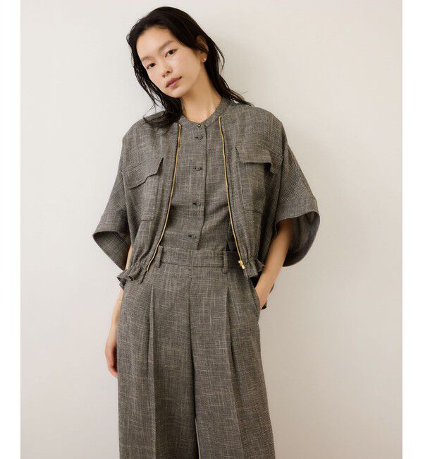 ROPE「カラミ織りドルマンスリーブショートブルゾン/セットアップ対応・イージーケア」|ブルゾン・スタジャン|