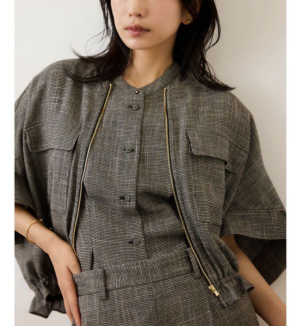 ROPE「カラミ織りドルマンスリーブショートブルゾン/セットアップ対応・イージーケア」|ブルゾン・スタジャン|