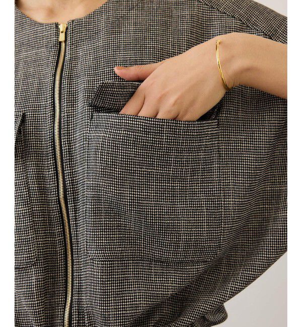 ROPE「カラミ織りドルマンスリーブショートブルゾン/セットアップ対応・イージーケア」|ブルゾン・スタジャン|