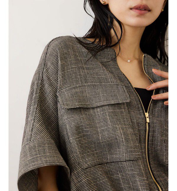 ROPE「カラミ織りドルマンスリーブショートブルゾン/セットアップ対応・イージーケア」|ブルゾン・スタジャン|