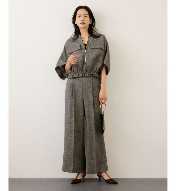 ROPE「カラミ織りドルマンスリーブショートブルゾン/セットアップ対応・イージーケア」|ブルゾン・スタジャン|