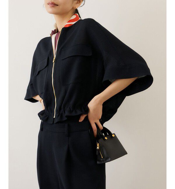 ROPE「カラミ織りドルマンスリーブショートブルゾン/セットアップ対応・イージーケア」|ブルゾン・スタジャン|