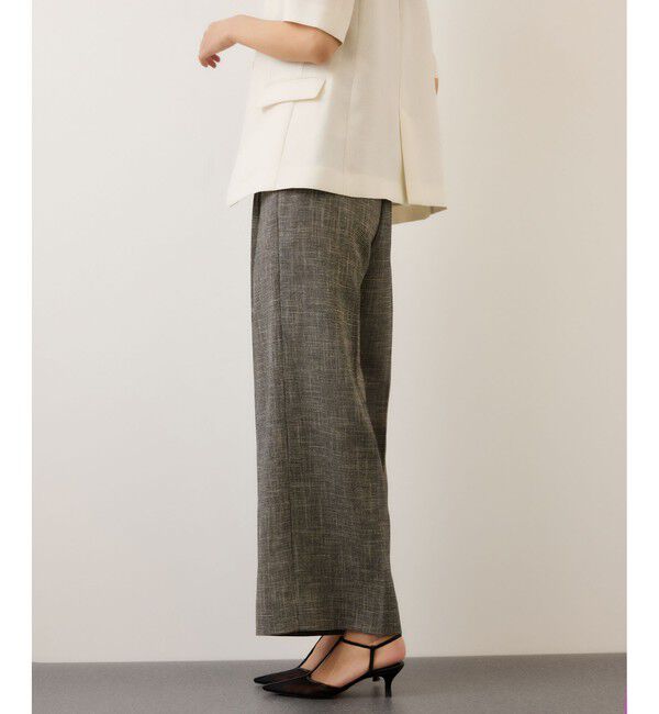 ROPE「カラミ織りワンタックワイドパンツ/セットアップ対応・イージーケア」|チノ|