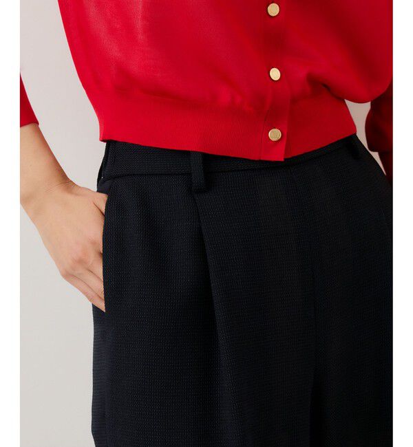 ROPE「カラミ織りワンタックワイドパンツ/セットアップ対応・イージーケア」|チノ|