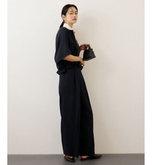 ROPE「カラミ織りワンタックワイドパンツ/セットアップ対応・イージーケア」|チノ|