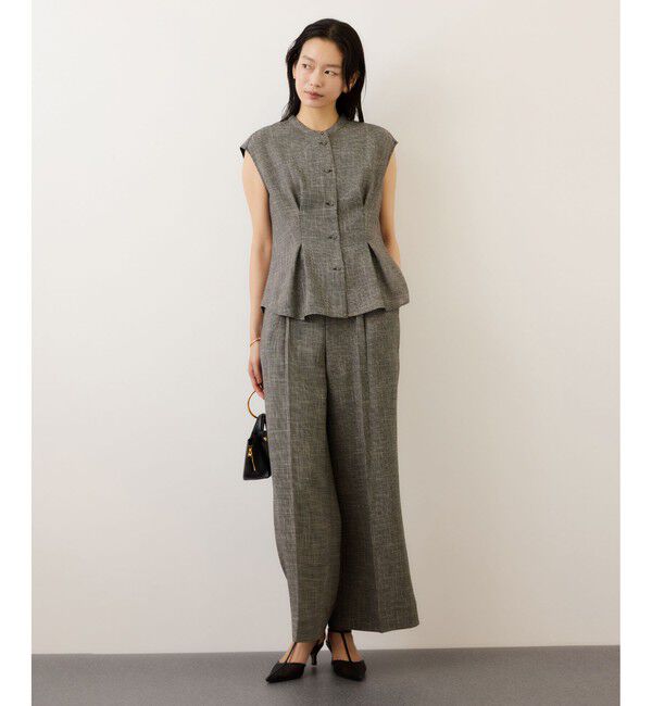 ROPE「カラミ織りワンタックワイドパンツ/セットアップ対応・イージーケア」|チノ|