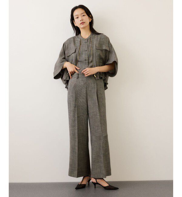 ROPE「カラミ織りワンタックワイドパンツ/セットアップ対応・イージーケア」|チノ|