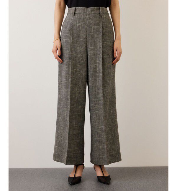 ROPE「カラミ織りワンタックワイドパンツ/セットアップ対応・イージーケア」|チノ|