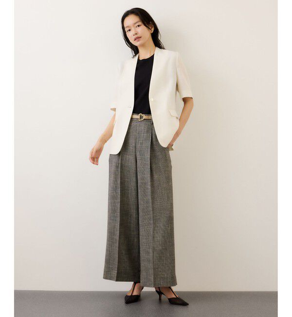 ROPE「カラミ織りワンタックワイドパンツ/セットアップ対応・イージーケア」|チノ|