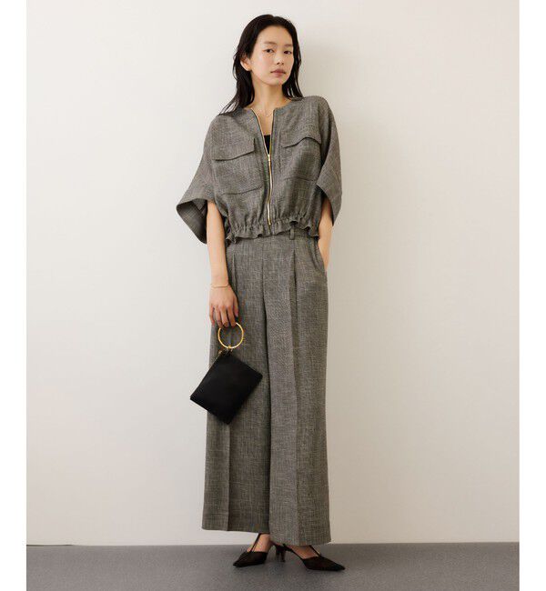 ROPE「カラミ織りワンタックワイドパンツ/セットアップ対応・イージーケア」|チノ|