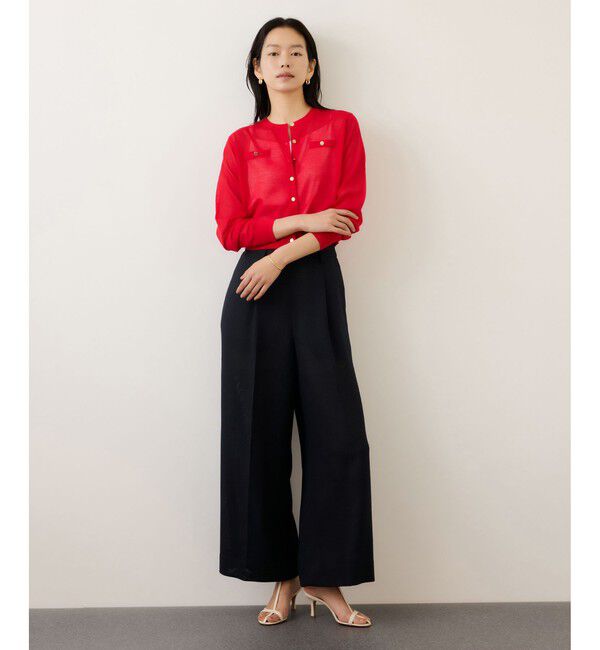 ROPE「カラミ織りワンタックワイドパンツ/セットアップ対応・イージーケア」|チノ|