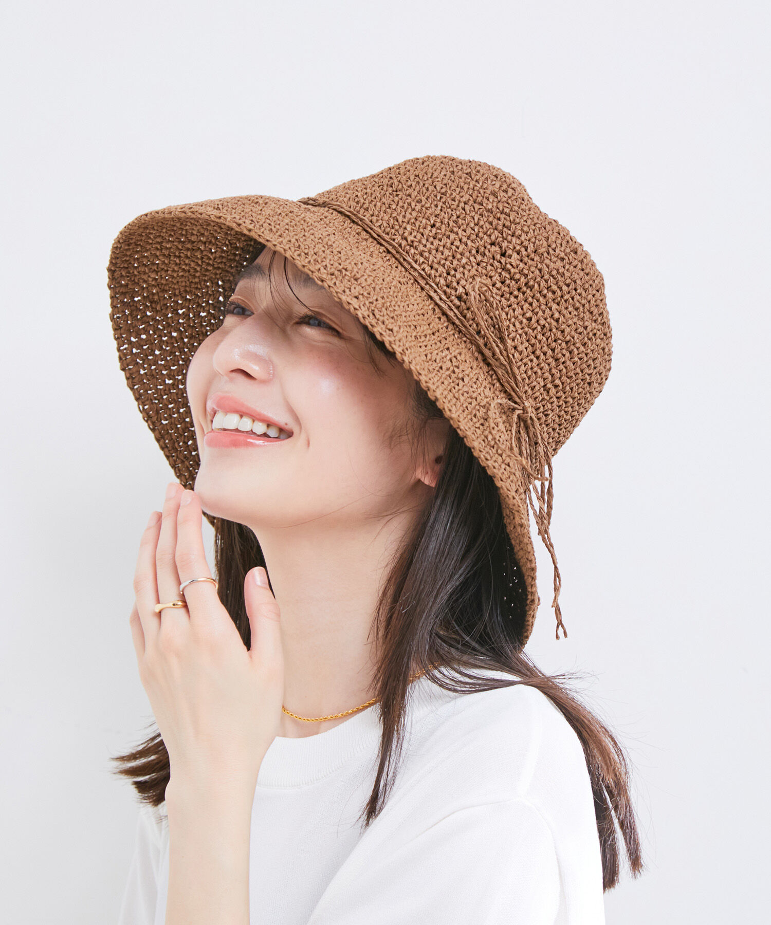 VIS「ナチュラル雑材ハット」|ハット|ダークブラウン(20)