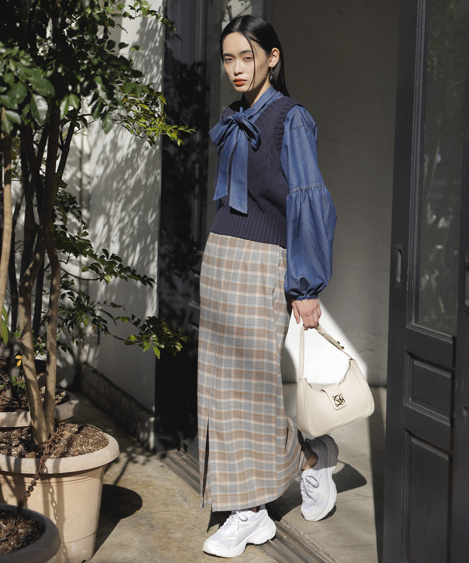 VIS「【ご好評につき追加生産】ハンドルリボンワンショルダーバッグ【180℃美人見え】」|ハンドバッグ|