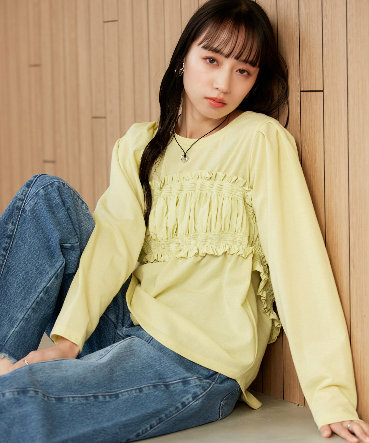 VIS「ビスチェドッキングデザインロングTシャツ」|Tシャツ・カットソー|