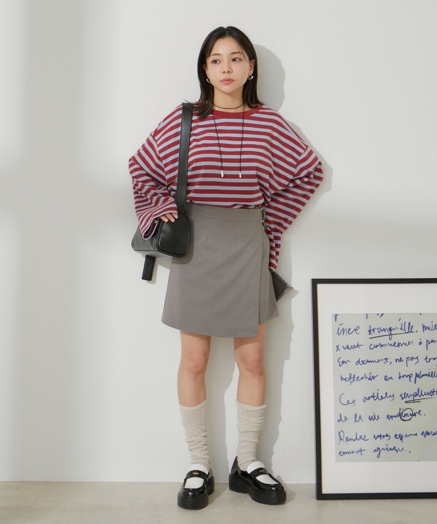 VIS「【EC/OUTLET】ワイドスリーブマルチボーダーロングTシャツ【洗える】」|Tシャツ・カットソー|