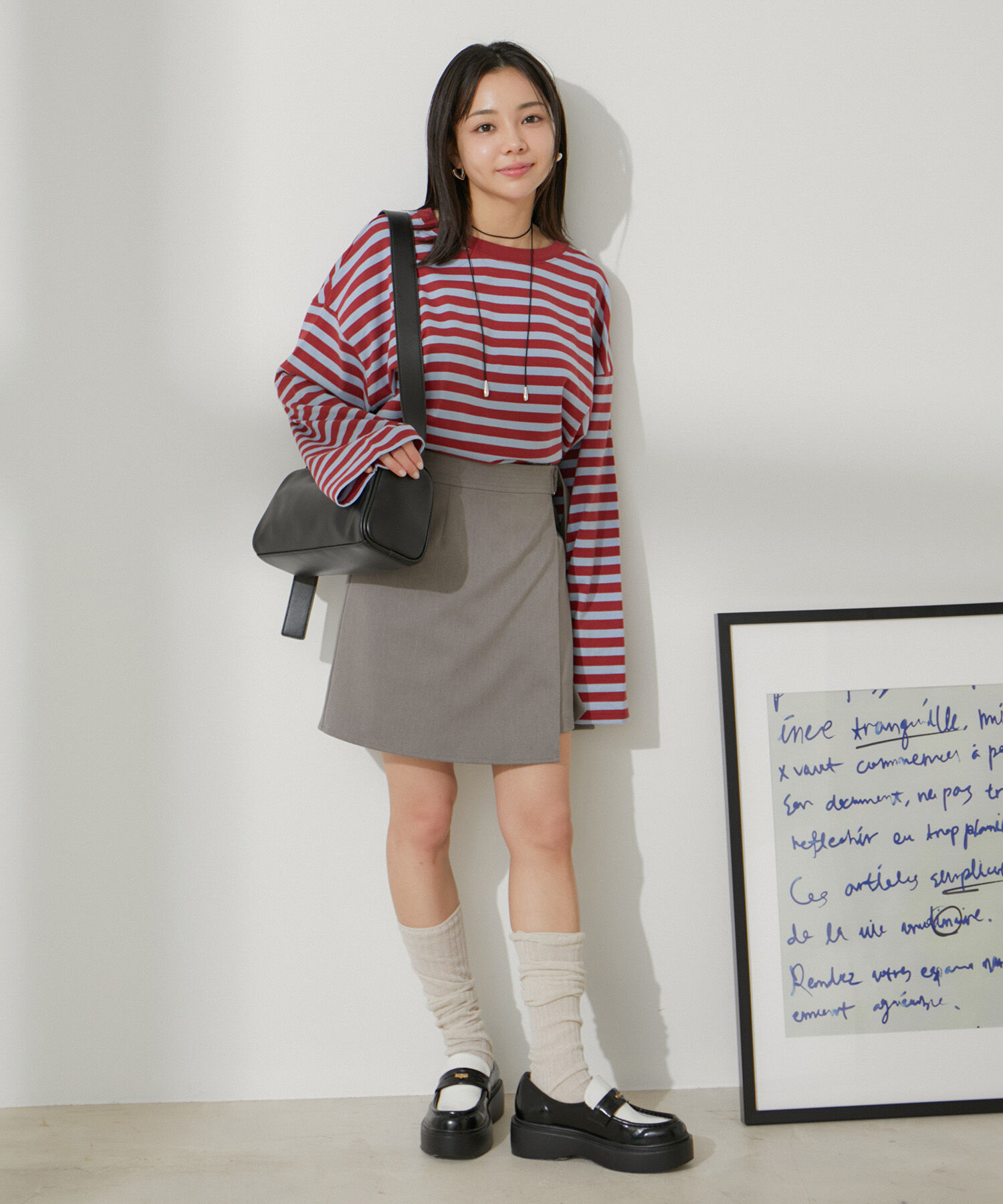 VIS「【EC/OUTLET】ワイドスリーブマルチボーダーロングTシャツ【洗える】」|Tシャツ・カットソー|