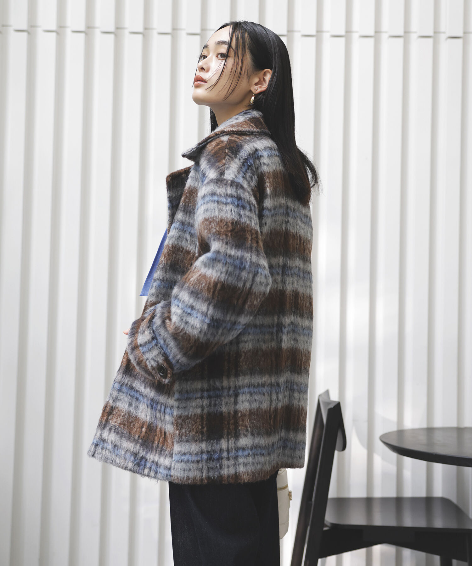 VIS「シャギーミディ丈Pコート」|ピーコート|